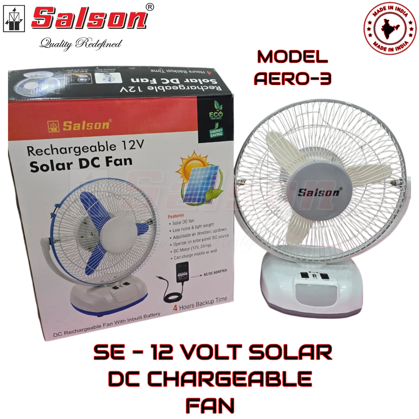 SE - 12 VOLT SOLAR DC CHARGEABLE FAN AERO-3 CULT AUDIO