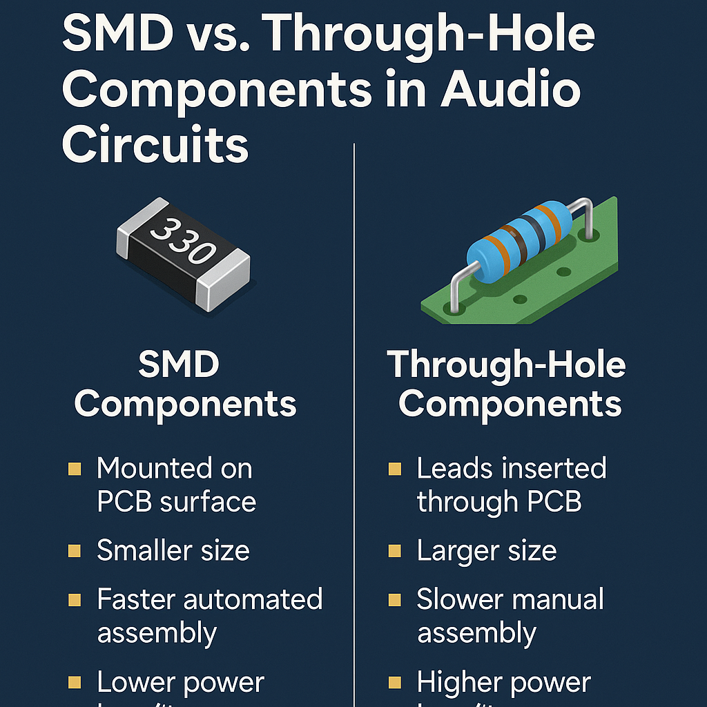 Understanding SMD vs. Through-Hole Components in Audio Circuits.