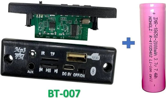 CA-Bluetooth Module BT007 (MP3, FM, SPEAKER, SD CARD, USB slot)+ 2000 mAh battery Electronic Components Electronic Hobby Kit. CULT AUDIO