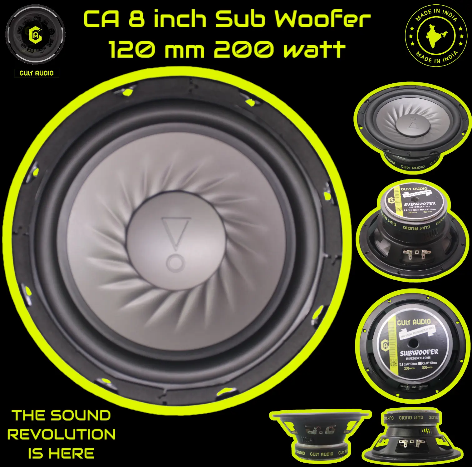 CA - 8 INCH SUB WOOFER 120mm 200 WATT. CULT AUDIO