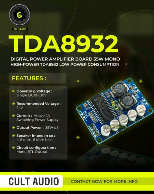 TDA 8932 DIGITAL POWER AMPLIFIER BOARD 35W MONO HIGH-POWER - CULT AUDIO