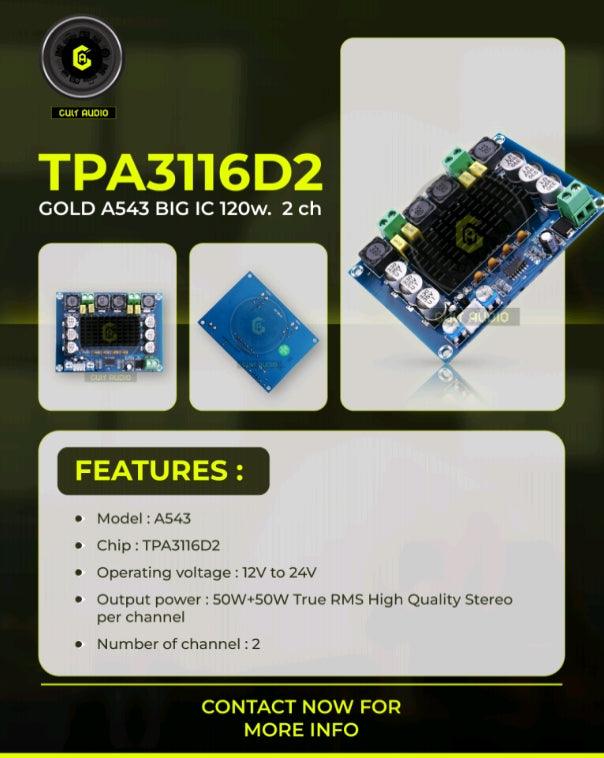 TPA 3116D2 GOLD A543 BIG IC 120W. 2 ch - CULT AUDIO