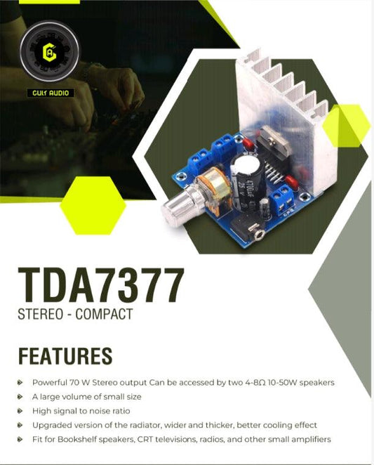 TDA7377 DC 12V 35W Dual Channel Noiseless High Power Amplifier Board - CULT AUDIO