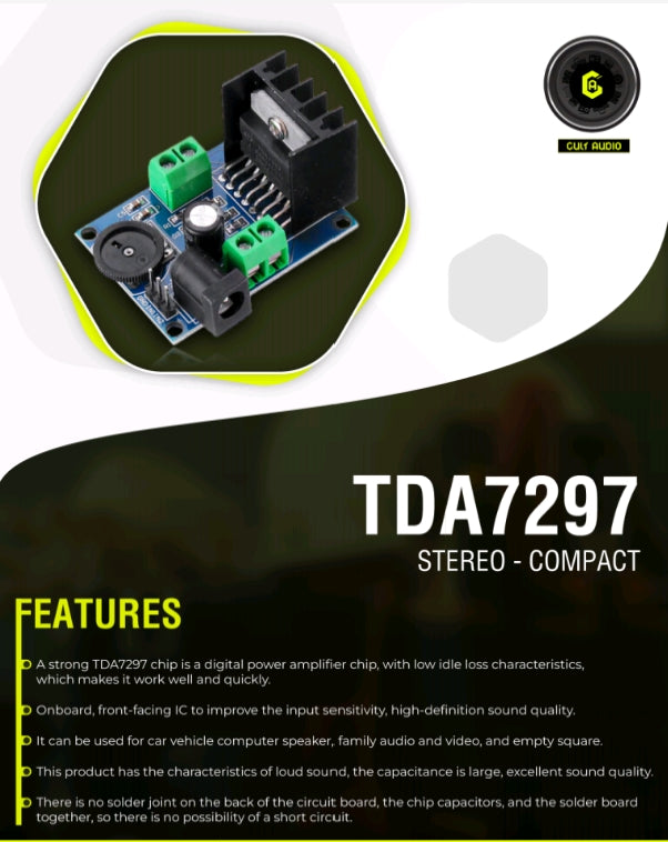 TDA7297 Dual Audio Amplifier Module - CULT AUDIO