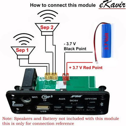 CA-BT MODULE WITH MIC SLOT, TWO 5 WATT SPEAKER, SD CARD,1PCS 2000MH BATTERY FM Transmitter Electronic Hobby Kit CULT AUDIO
